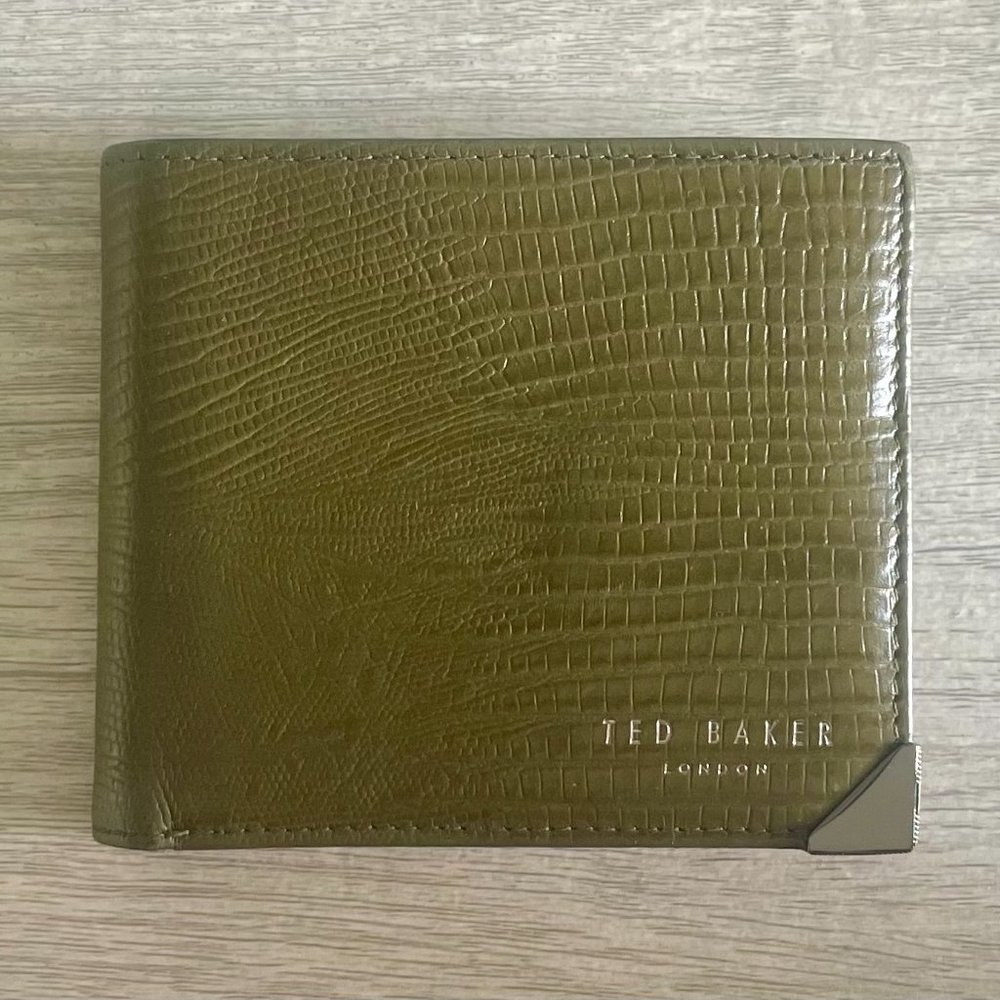 Ted Baker Faux Snakeskin Bifold Wallet (Green & Blue)